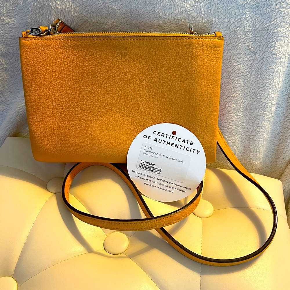 MCM Milla Grained Calfskin Double Crossbody Bag